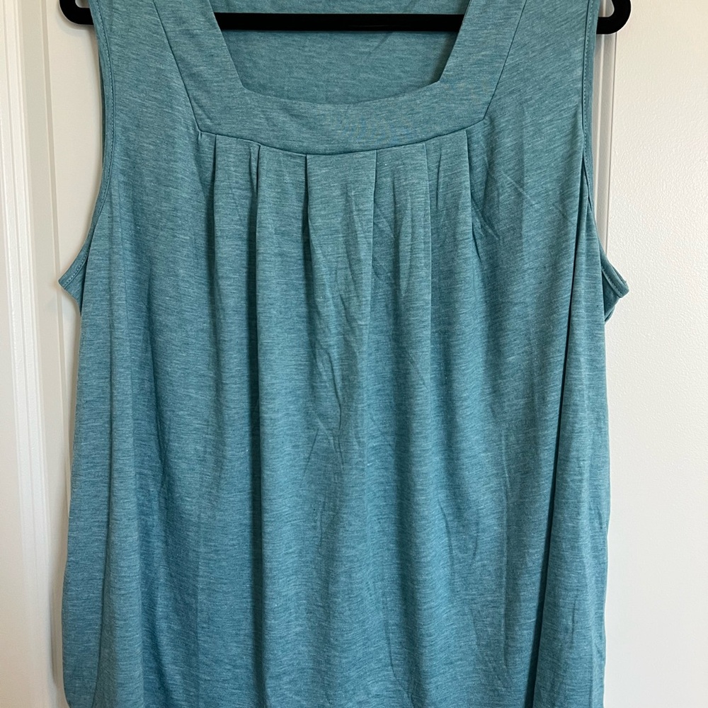 BloomChic Teal Square-Neck Sleeveless Knit Tank
